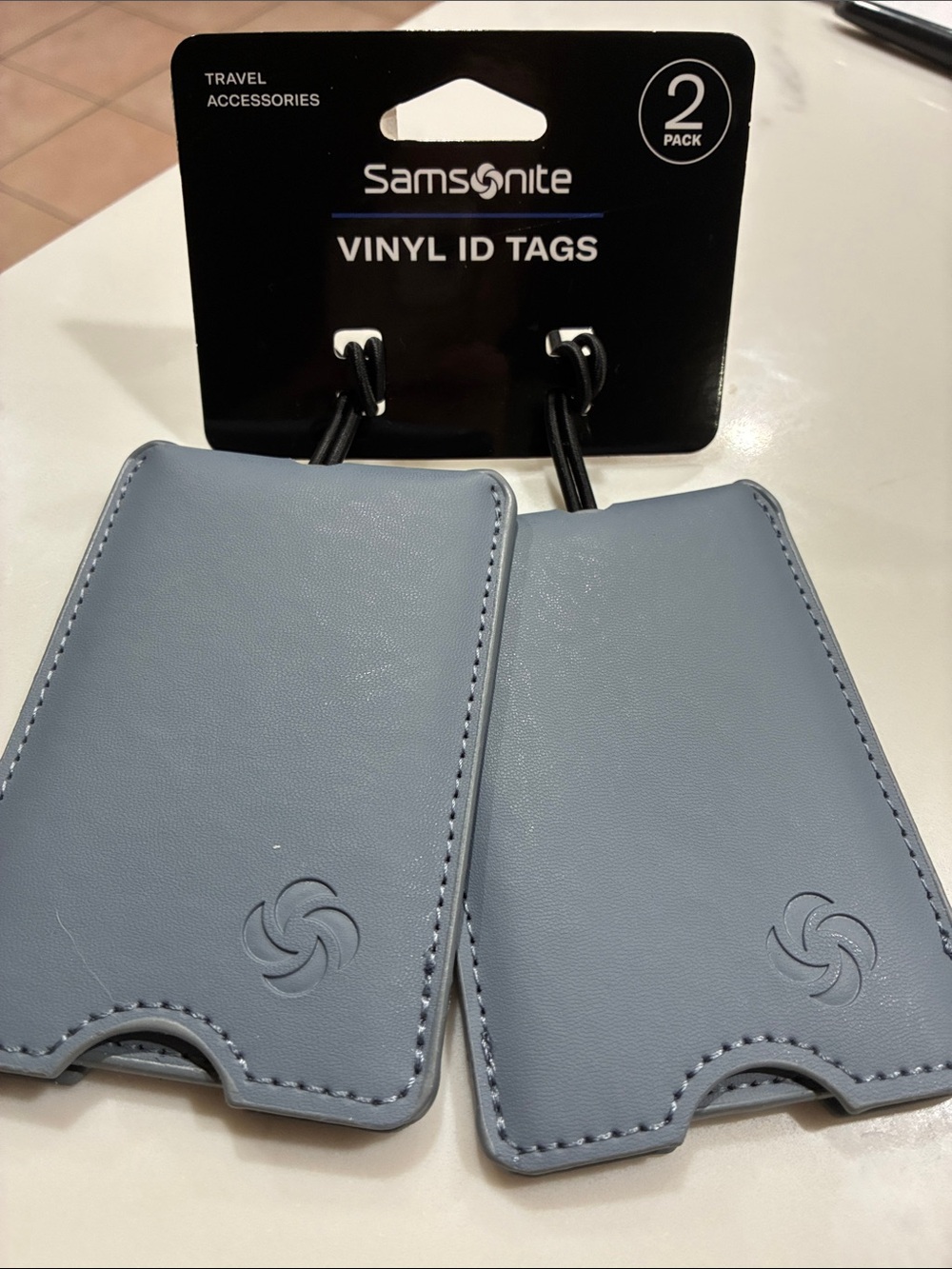 Samsonite Light Blue Vinyl Travel Luggage ID Tags - 2 Pack